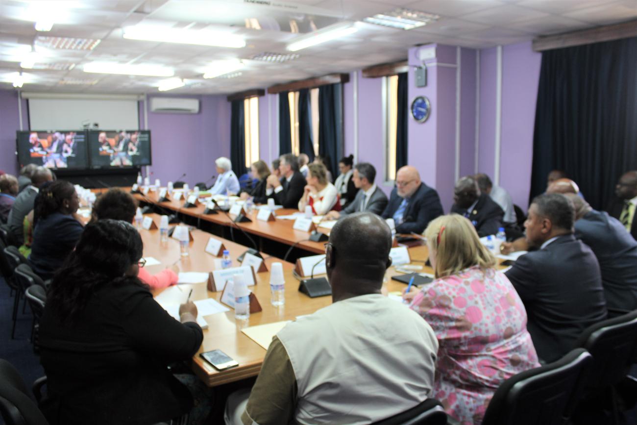 Liberia Government Officials, members of the United Nations Country Team together with various Development Partners and the Civil Society in Liberia during the United Nations Peacebuilding Commission (PBC)’s Ambassadorial-level meeting on Liberia’s peace and development priorities. The meeting concurrently took place in New York and Monrovia. 