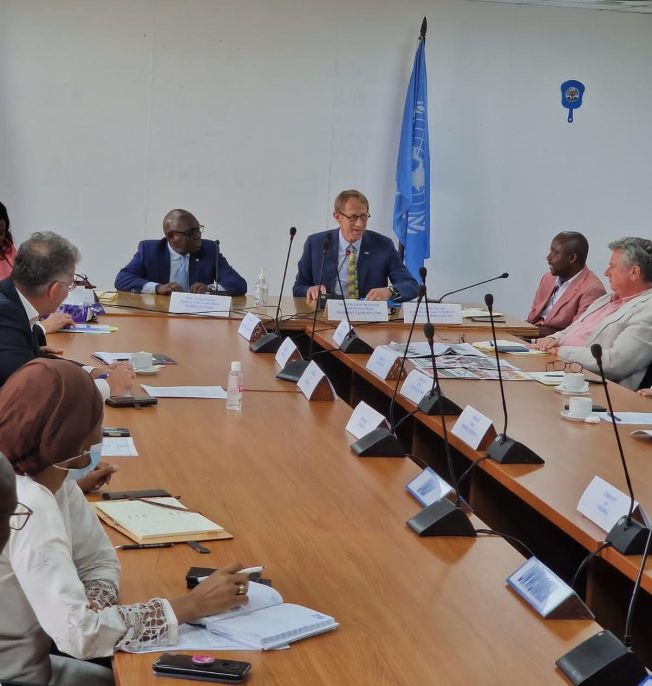 UN Resident Coordinator Niels Scott, with Ambassadors and Civil Society Rep, PBC Meeting Nov 2022