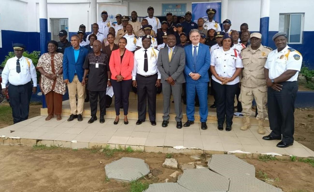 Group photo of officials of Police, UN Resident Coordinator, OHCHR Rep, and other participants