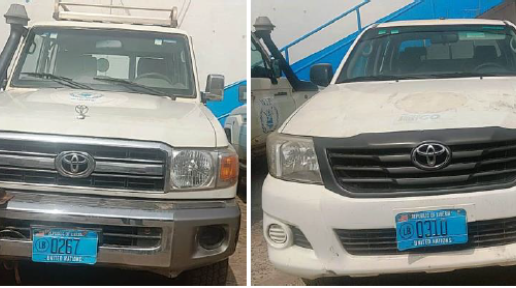 Two Toyota vehicles donated by WFP
